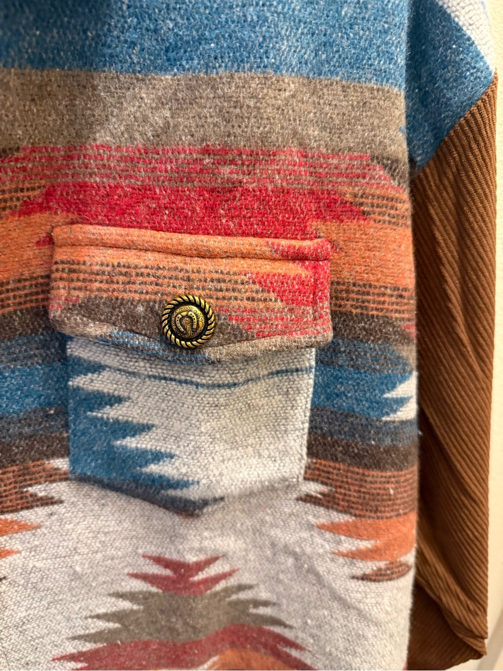 Corduroy Aztec Shacket Size 2X - Picture 4 of 7